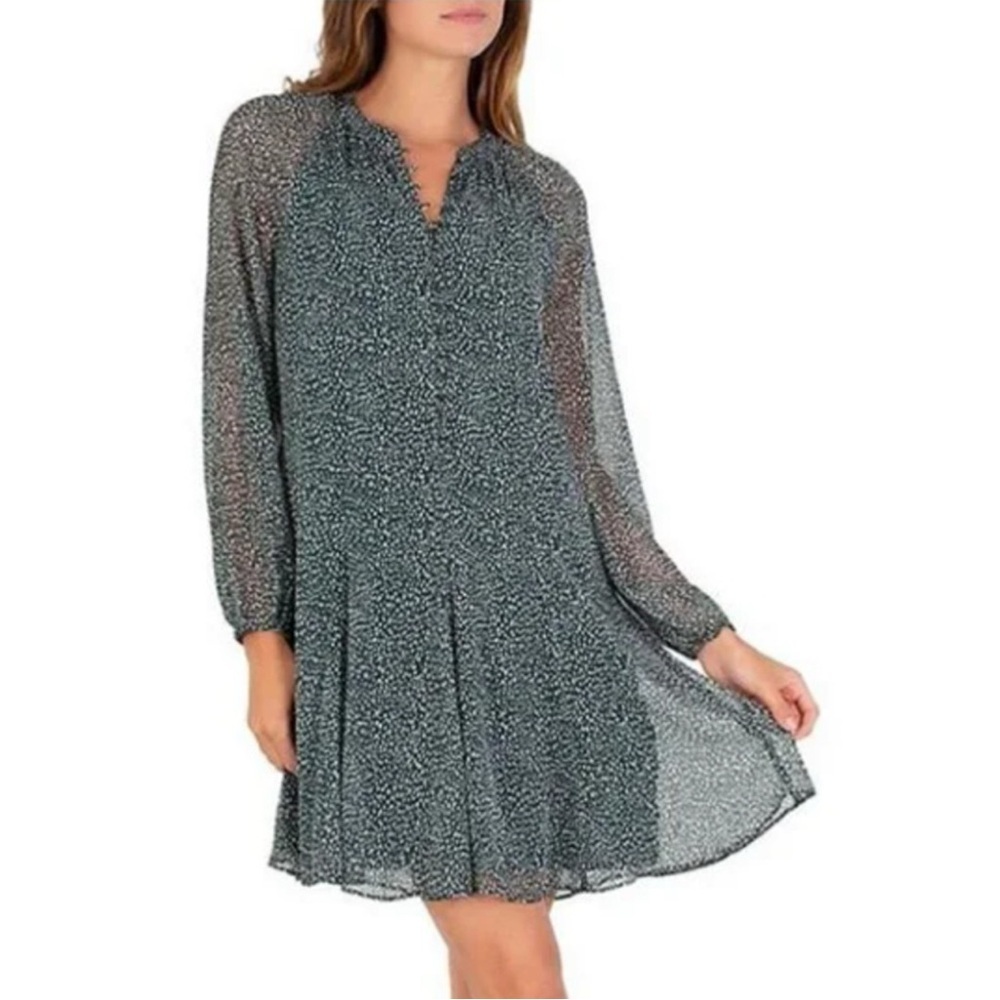 Joie‎ Womens Green Speckled Print Mini Dress Size M Long Sleeve Fall Photo Shoot